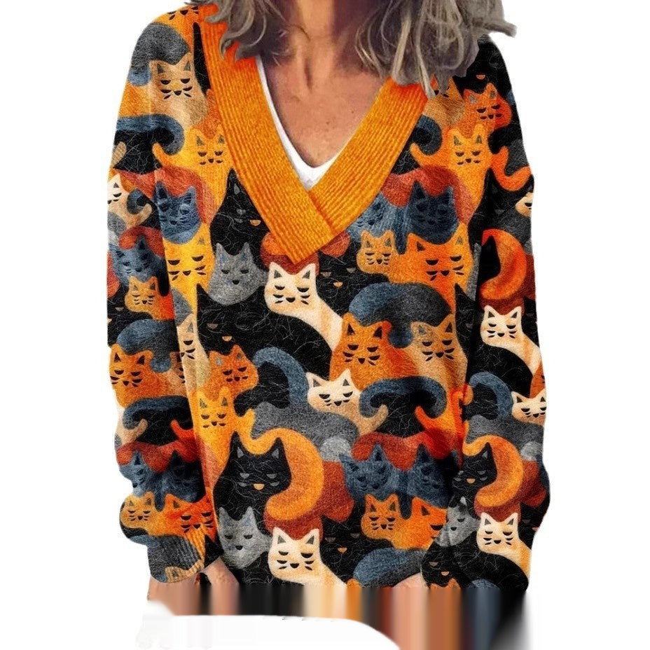 3D Animal Pattern Printed Casual Women's Sweater