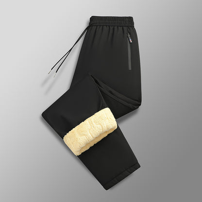 Plus-sized Plus Size Cashmere Fleece-lined Thickened Winter Wear Warm And Loose Straight Casual Pants