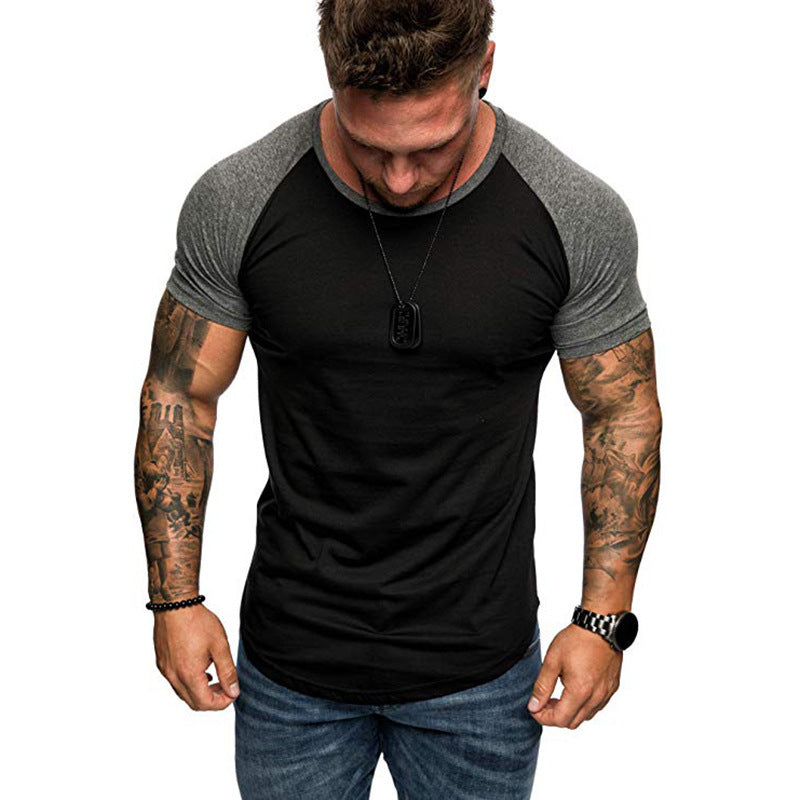 Color block raglan sleeve men's T-shirt