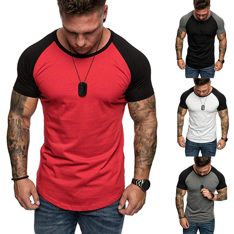 Color block raglan sleeve men's T-shirt