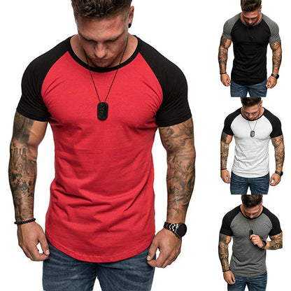 Color block raglan sleeve men's T-shirt