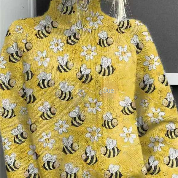 Women's Christmas Printed Turtleneck Sweater