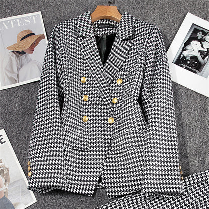 Small-sized Retro Suit Jacket Slim-fit Fashion Women's Casual Design Top Suit Jacket Set