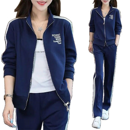 Casual Sports Women's Fashionable Stylish Coat Straight-leg Pants Plus Size Two-piece Suit