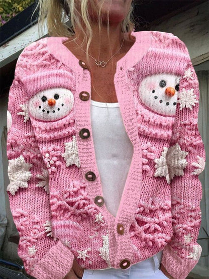 Women's Cartoon Pattern Christmas Printed Cardigan