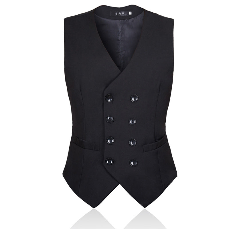 Large Size British Style Double-Breasted Casual Suit Vest