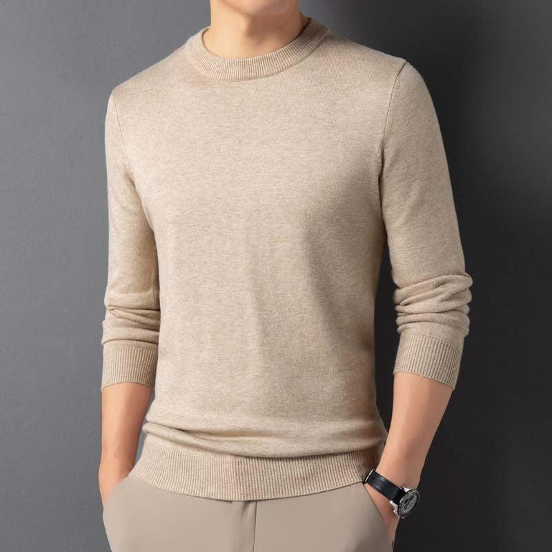 Men's Warm Leisure Solid Color Round Neck Sweater