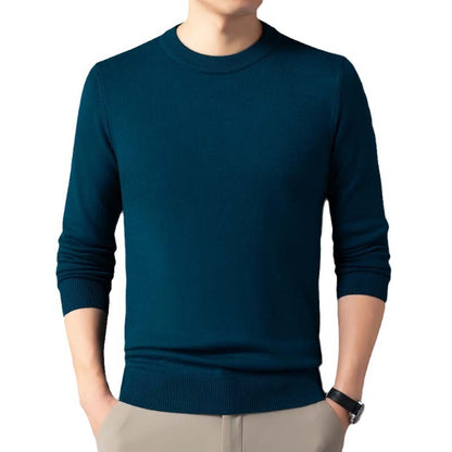 Men's Warm Leisure Solid Color Round Neck Sweater