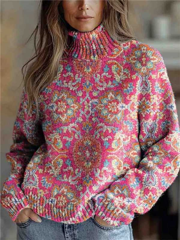 Women's Christmas Printed Turtleneck Sweater