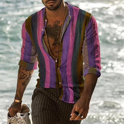 Men's Long Sleeve Shirt Striped Print