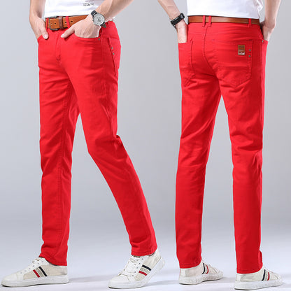 Casual Men's Slim Straight Stretch Colored Trousers