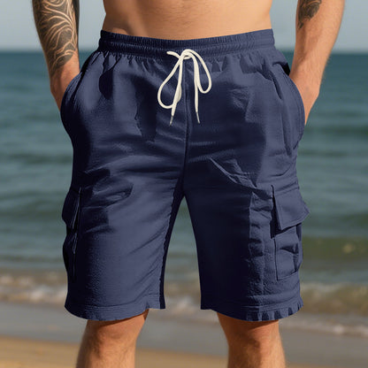 Men's Air-permeable Beachwear Linen Loose Multi-pocket Casual Shorts