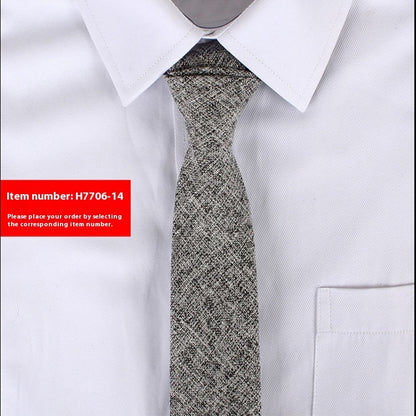 Solid Color Korean Style Narrow Cotton Men's 6cm Formal Wear Business Casual Wedding Tie