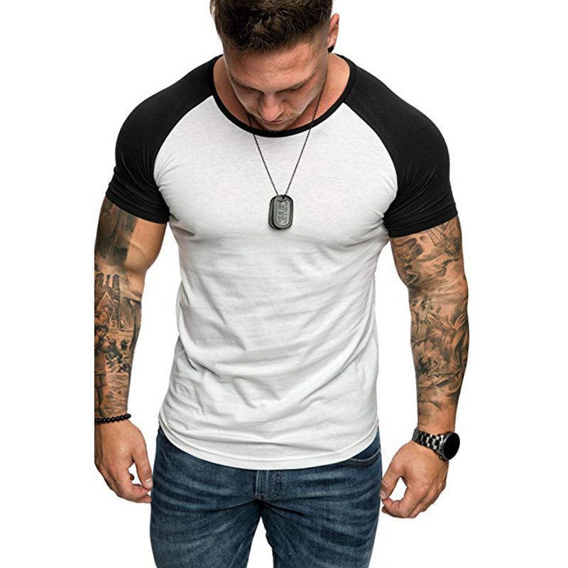 Color block raglan sleeve men's T-shirt