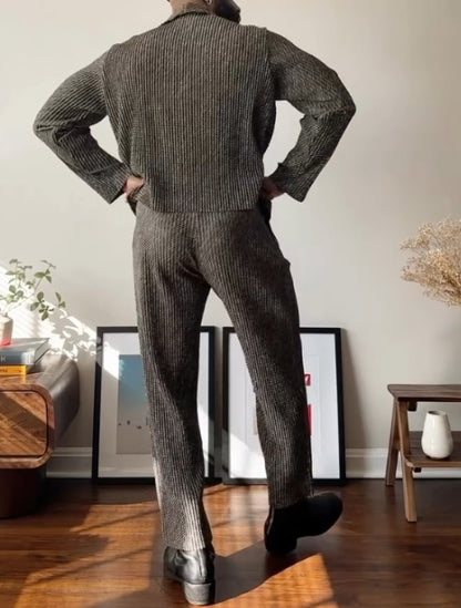 Men's Plaid Two-Piece Suit-Slim Fit Blazer And Trousers