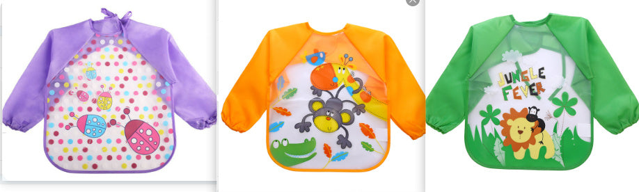 Children's Gown Long Sleeve Kids Waterproof Meal Baby Apron Painting Clothes Bib Protective Clothing
