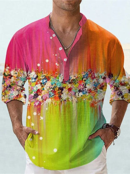 European And American 3D Digital Thermal Transfer Short Sleeve Shirt