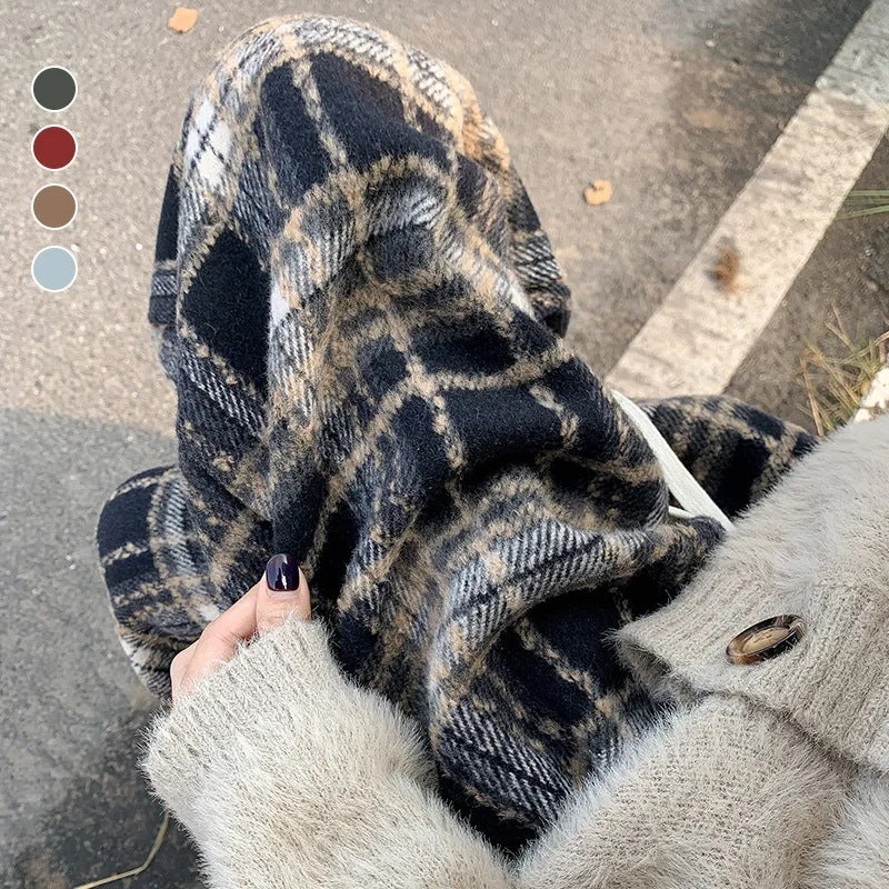Women's Fleece-lined Casual Woolen Plaid Pants