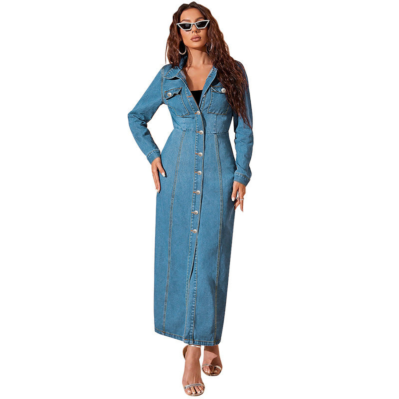 Denim Button Cardigan Jacket Dress