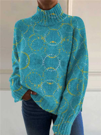 Women's Christmas Printed Turtleneck Sweater