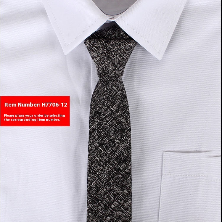 Solid Color Korean Style Narrow Cotton Men's 6cm Formal Wear Business Casual Wedding Tie