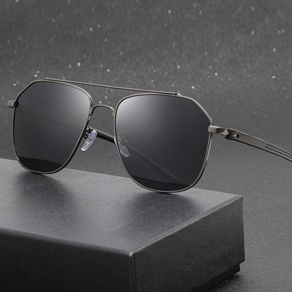 Large Frame Metal Double Bridge Aviator Sunglasses