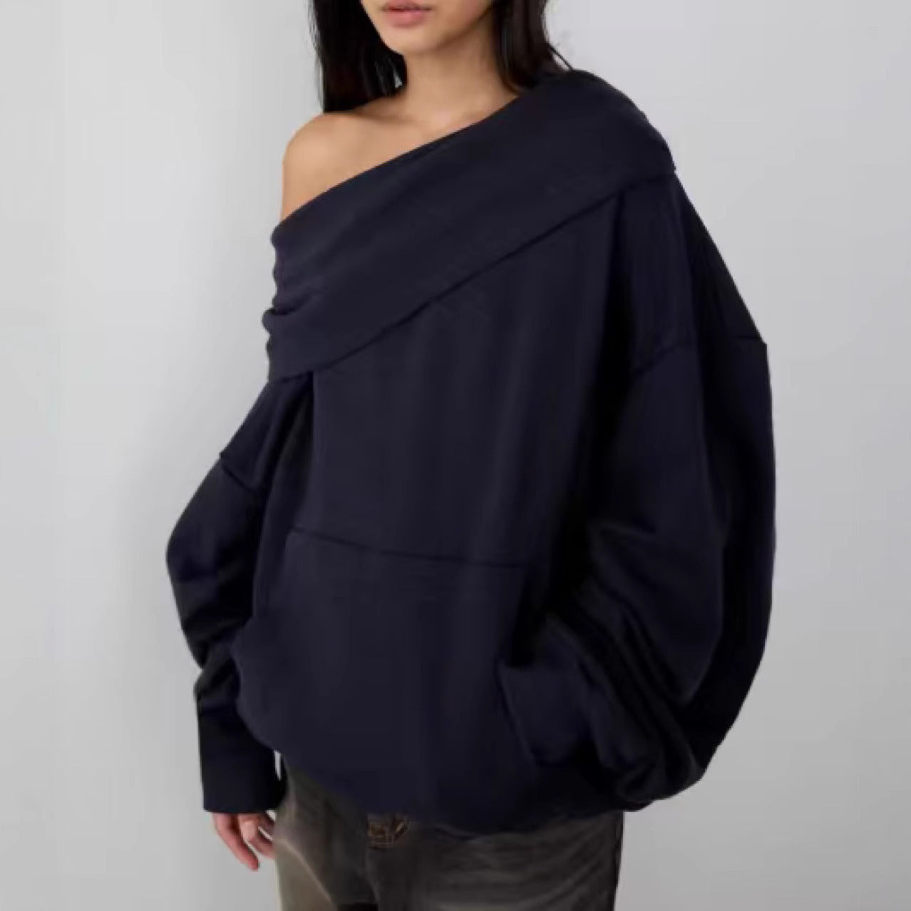 Single-layer Fleece-lined Hooded Sweater American Casual Short