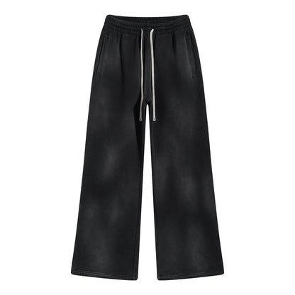 American Street Fashion Style For Men And Women Distressed Fleece Straight Wide-leg Casual Pants