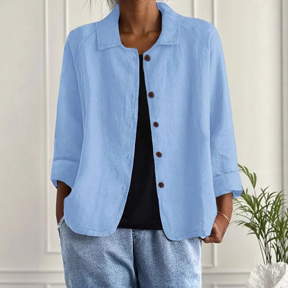 European And American Cotton And Linen Shirt Women's Casual Slimming Cardigan Coat