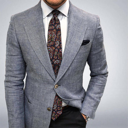 Printed Double Buckle Men's Plus Size Suit Coat