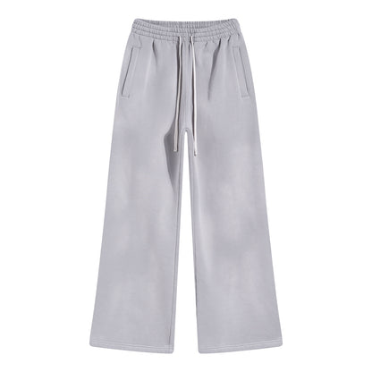 American Street Fashion Style For Men And Women Distressed Fleece Straight Wide-leg Casual Pants