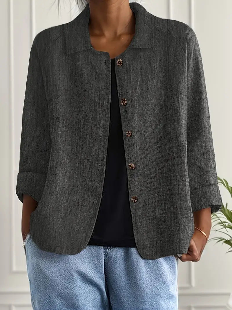 European And American Cotton And Linen Shirt Women's Casual Slimming Cardigan Coat