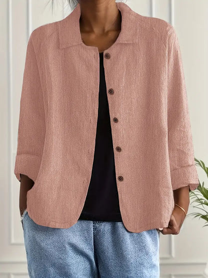 European And American Cotton And Linen Shirt Women's Casual Slimming Cardigan Coat