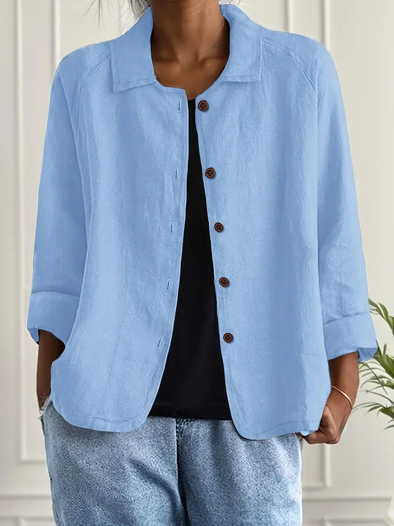 European And American Cotton And Linen Shirt Women's Casual Slimming Cardigan Coat