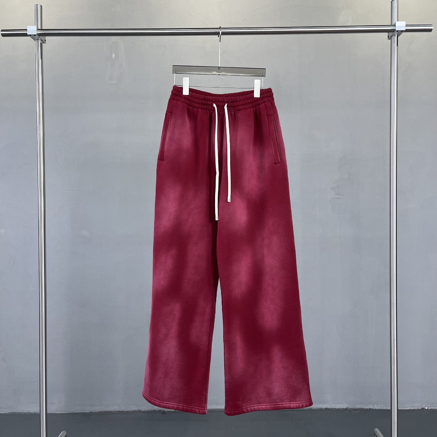 American Street Fashion Style For Men And Women Distressed Fleece Straight Wide-leg Casual Pants