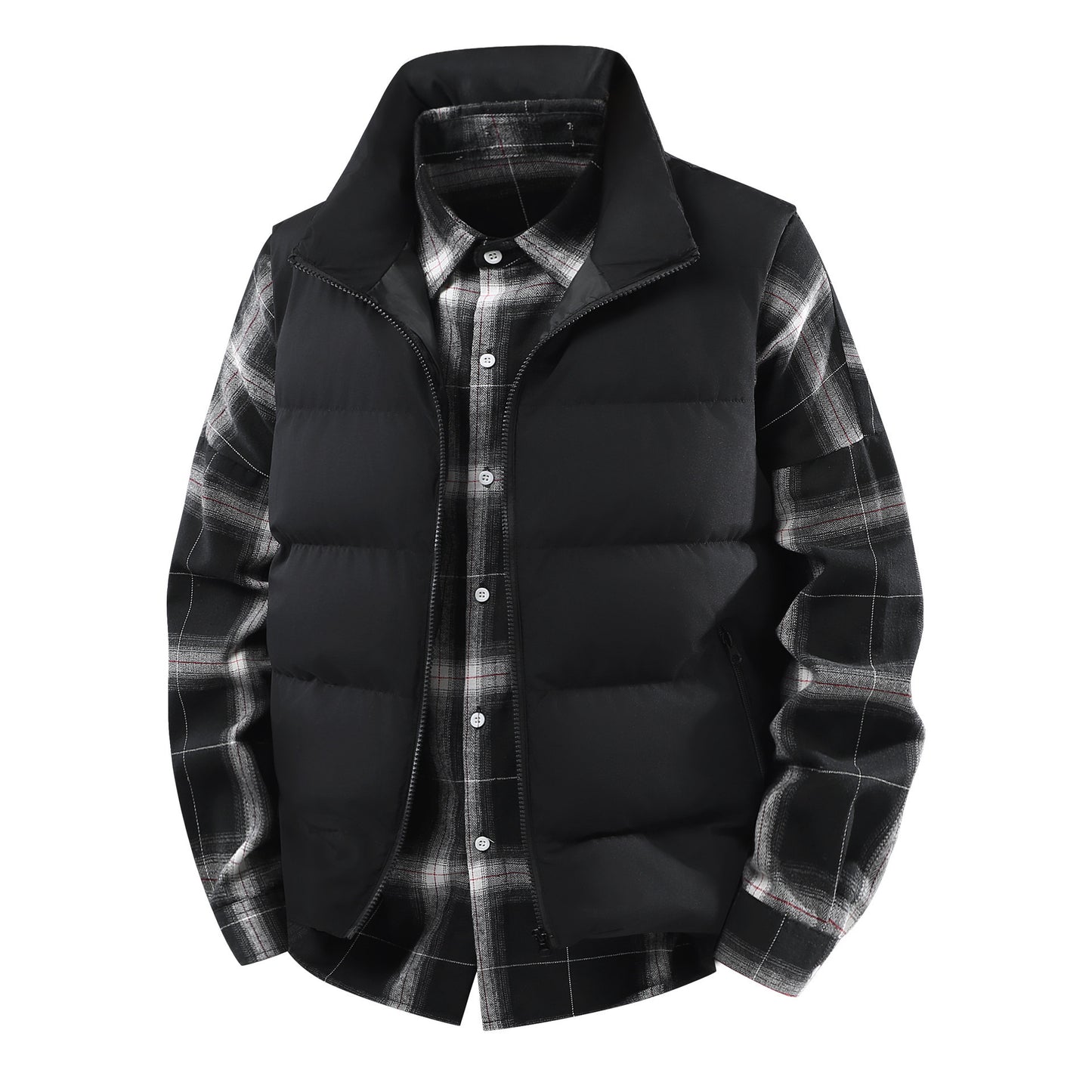 Men's Plus Size Loose Leisure Warm Stand Collar Vest Coat
