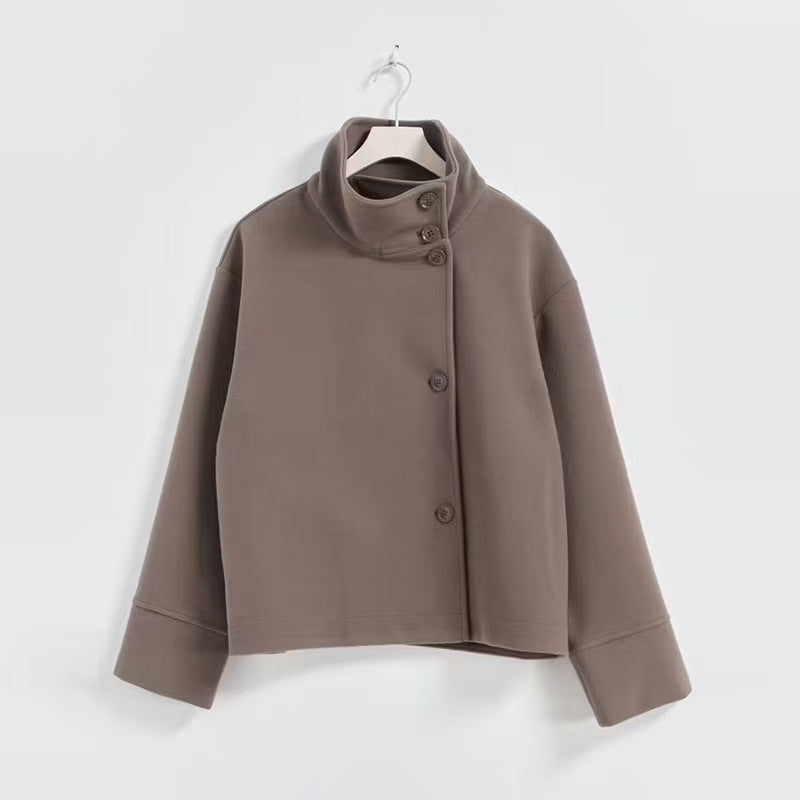Women's Jacket Stand Collar Single Breasted Loose Woolen Coat