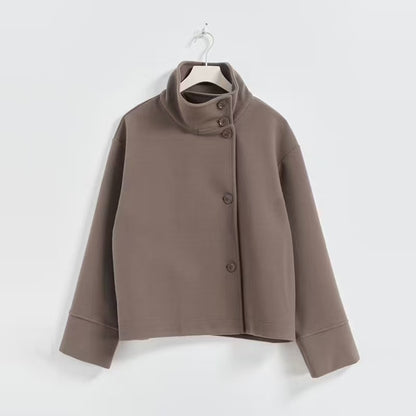 Women's Jacket Stand Collar Single Breasted Loose Woolen Coat