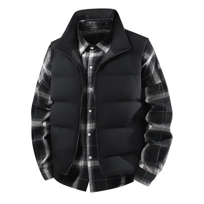 Men's Plus Size Loose Leisure Warm Stand Collar Vest Coat