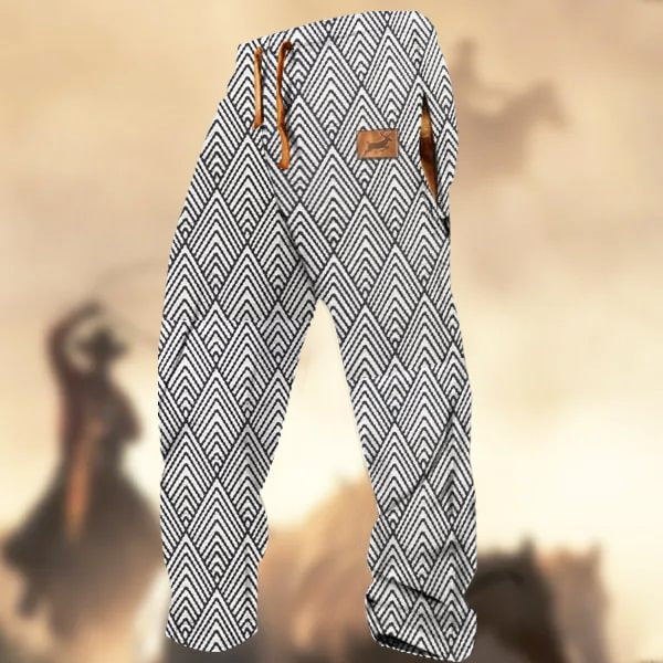 Printed Drawstring Men's Casual Pants