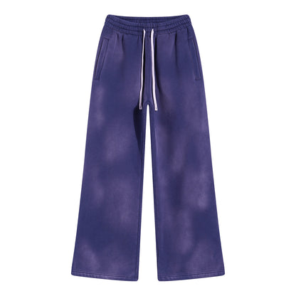American Street Fashion Style For Men And Women Distressed Fleece Straight Wide-leg Casual Pants