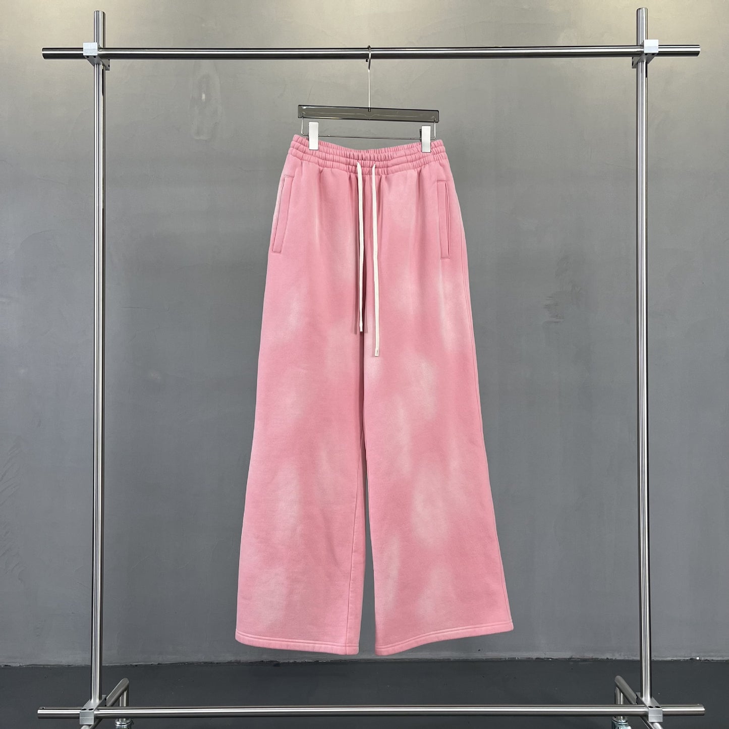 American Street Fashion Style For Men And Women Distressed Fleece Straight Wide-leg Casual Pants