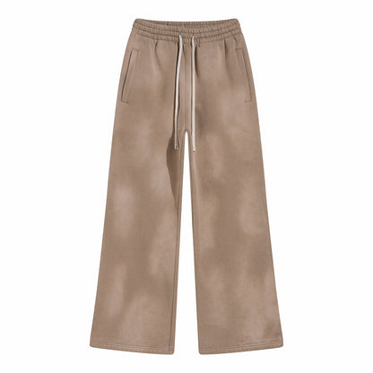 American Street Fashion Style For Men And Women Distressed Fleece Straight Wide-leg Casual Pants