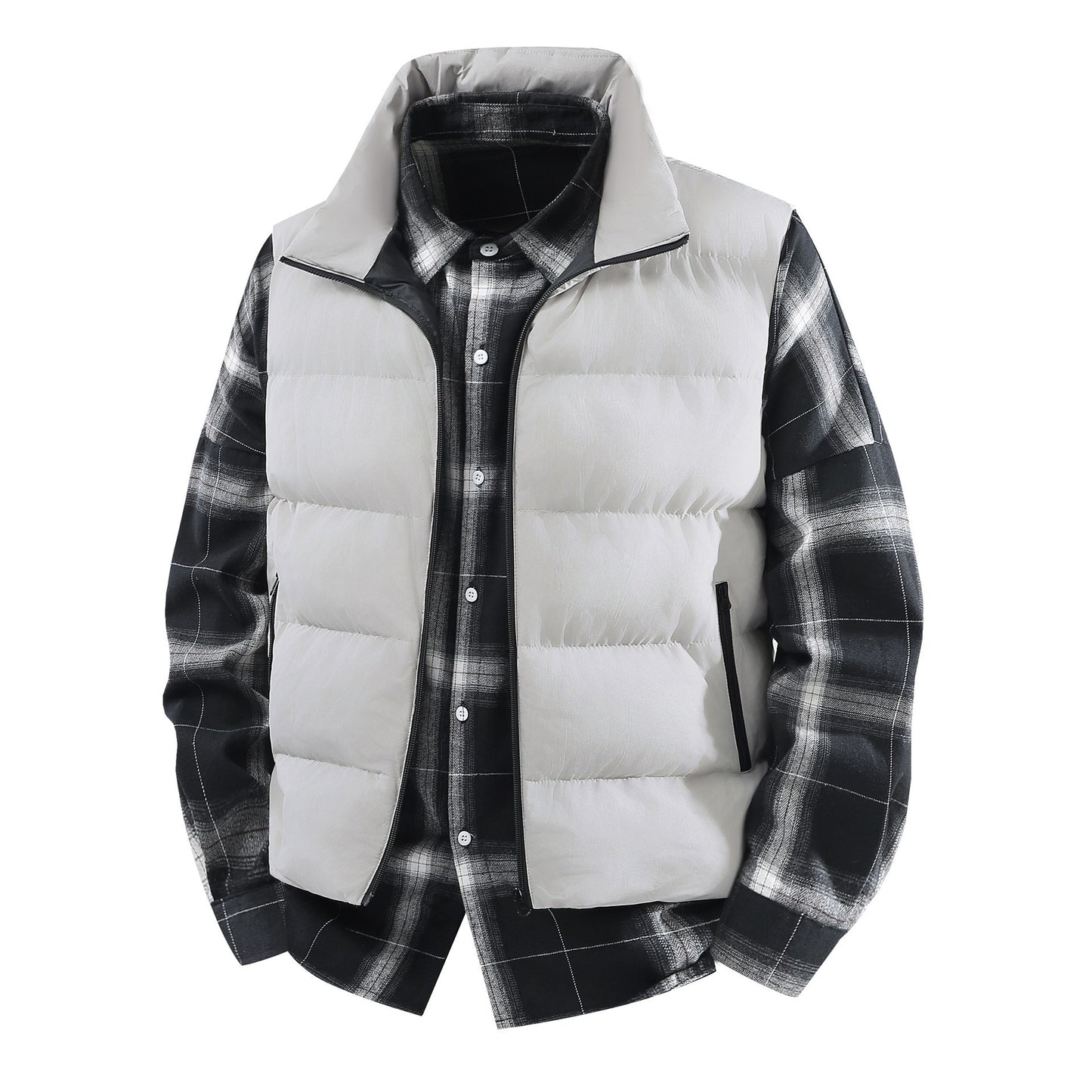 Men's Plus Size Loose Leisure Warm Stand Collar Vest Coat