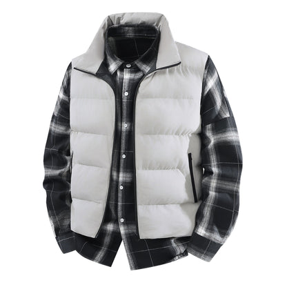 Men's Plus Size Loose Leisure Warm Stand Collar Vest Coat