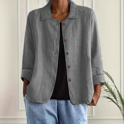 European And American Cotton And Linen Shirt Women's Casual Slimming Cardigan Coat