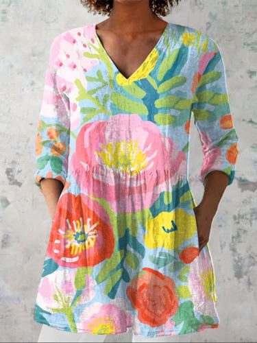 Female Creative Fish Pattern Vacation Style Dress