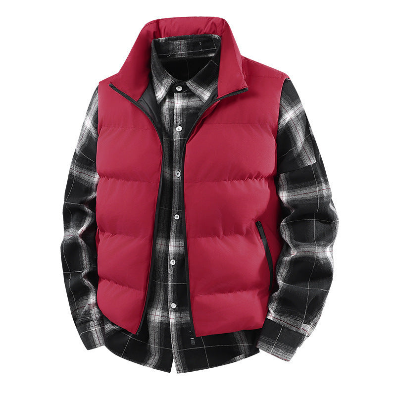 Men's Plus Size Loose Leisure Warm Stand Collar Vest Coat