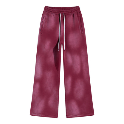 American Street Fashion Style For Men And Women Distressed Fleece Straight Wide-leg Casual Pants