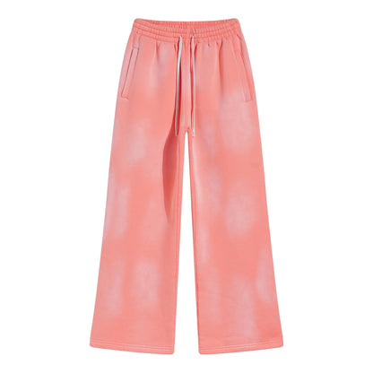 American Street Fashion Style For Men And Women Distressed Fleece Straight Wide-leg Casual Pants